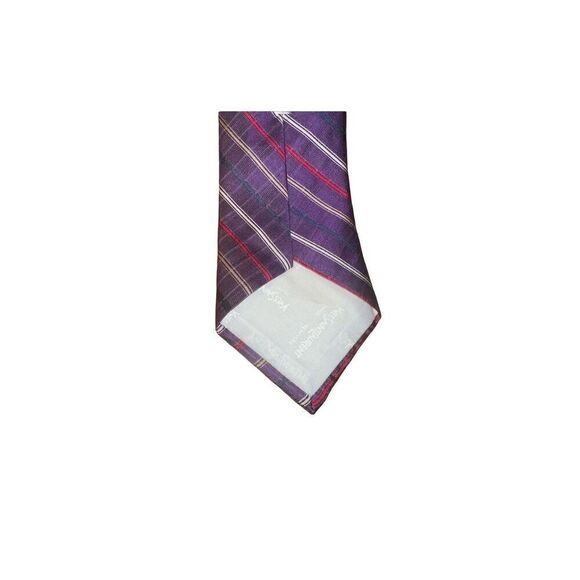Purple Saint Laurent Striped Handmade Silk Neck Tie - Picture 3 of 4
